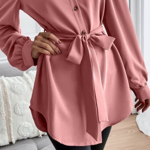 CHIC DOLLZ button down belted blouse - Picture 5 of 6